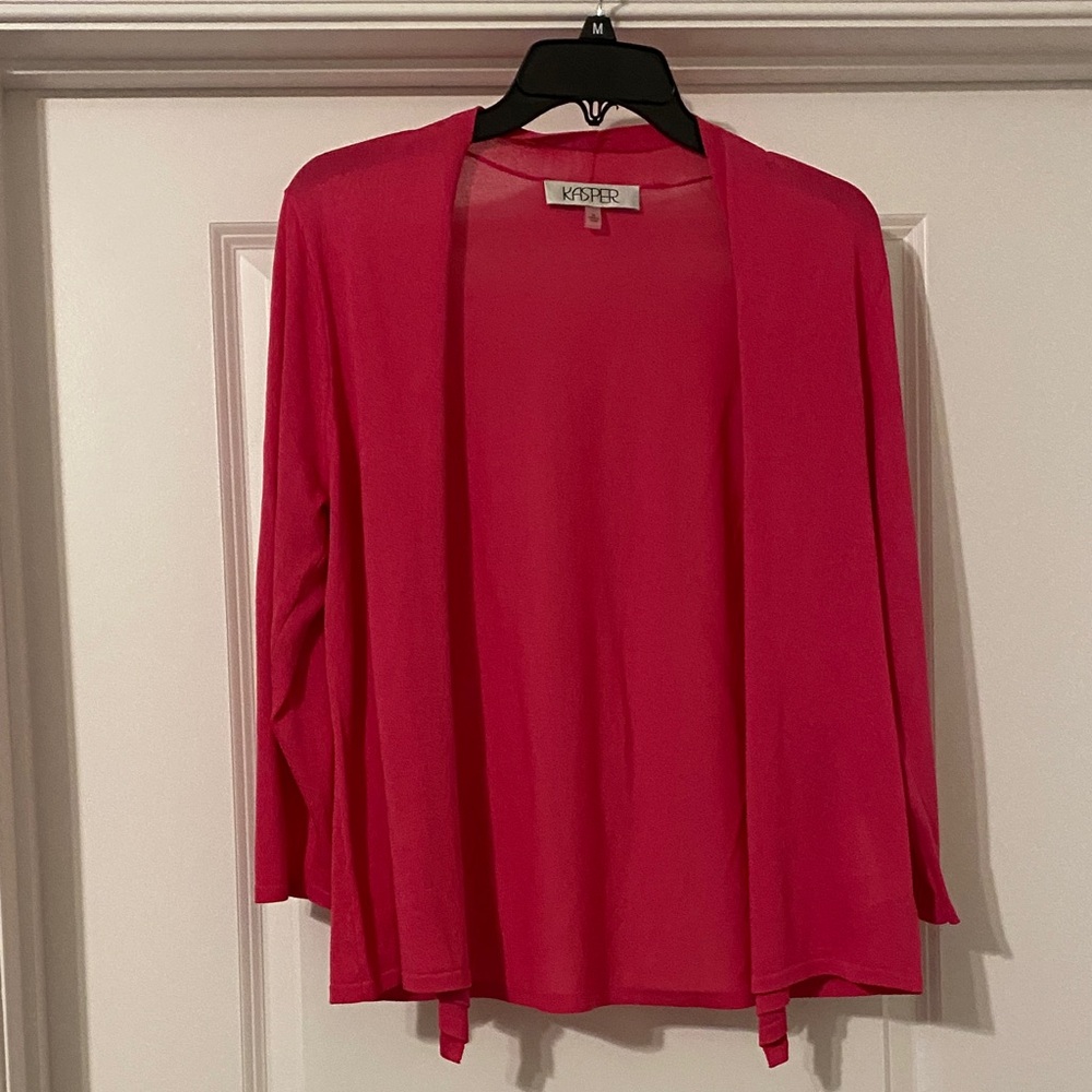 Kasper Women's Open-Front Hot Pink Cardigan